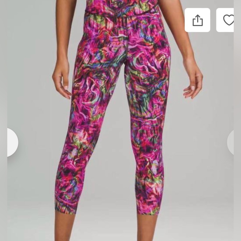 NWOT Lululemon Base Pace High Rise Tights Hyper Flow Pink Multi 25” Inseam Sz 12